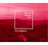 Winding turquoise Sulak River in crevice in mountains of Dagestan at summer sunset. Image toned in trendy pantone color of year 2023 Viva Magenta.