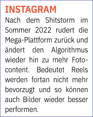 Instagram Nach dem Shitstorm im Sommer 2022 rudert die Mega Plattform zur ck und ndert den Algorithmus wieder hin zu...
