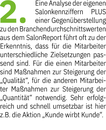 2. Eine Analyse der eigenen Salonkennziffern PLUS einer Gegen berstellung zu den Branchendurchschnittswerten aus dem ...