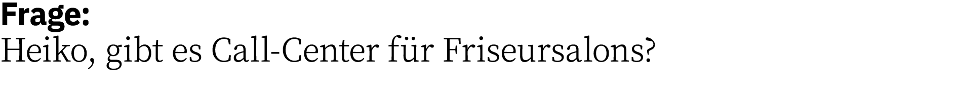 Frage: Heiko, gibt es Call-Center für Friseursalons 