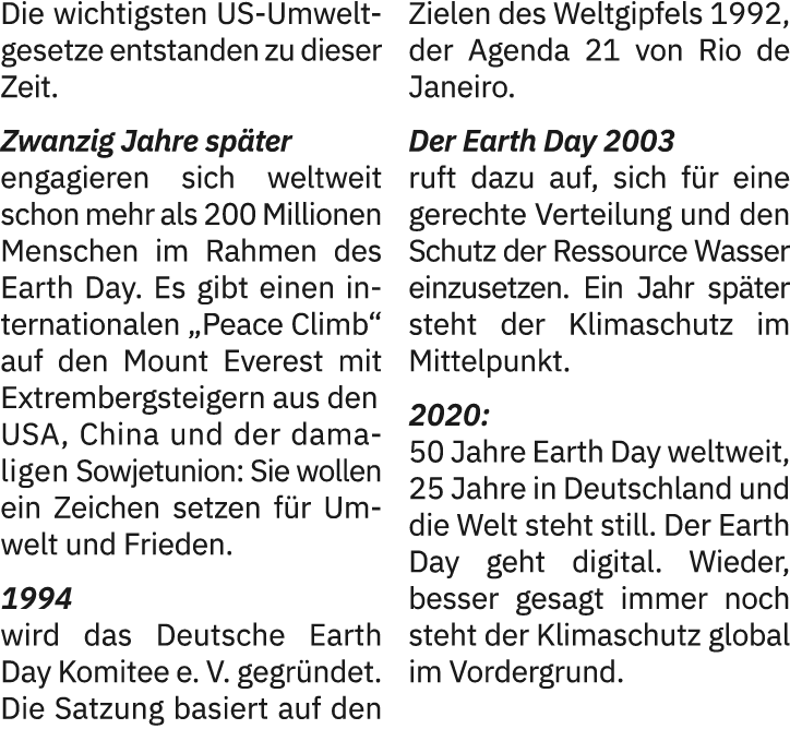 Die wichtigsten US Umweltgesetze entstanden zu dieser Zeit. Zwanzig Jahre sp ter engagieren sich weltweit schon mehr ...