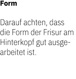 Form Darauf achten, dass die Form der Frisur am Hinterkopf gut ausgearbeitet ist.