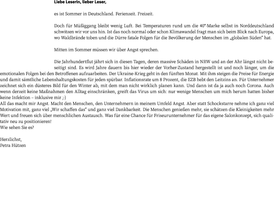 Liebe Leserin, lieber Leser, es ist Sommer in Deutschland. Ferienzeit. Freizeit. Doch f r M iggang bleibt wenig Luft...