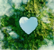 A heart-shaped lake in the middle of untouched nature - a concept illustrating the issues of nature conservation, bio-products and the protection of forests and woodlands in general. 3d rendering.
