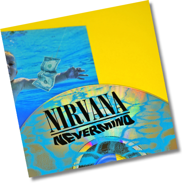 Rome, Italy - August 05, 2021, detail of the cover and of the cd Nevermind, the second studio album of the American musical group Nirvana, released on September 24, 1991 by Geffen Records.