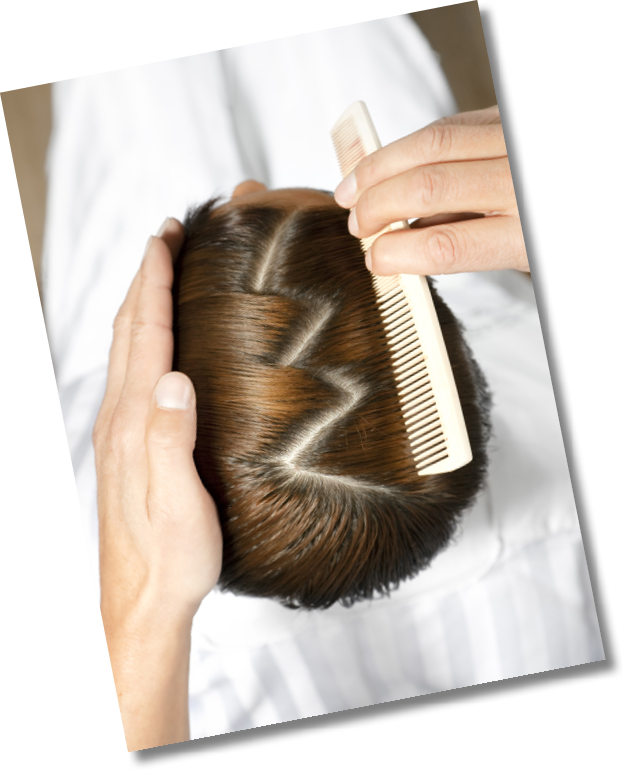 high angle view of hairdresser using comb