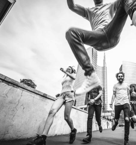Group of friends bonding and having fun outdoors