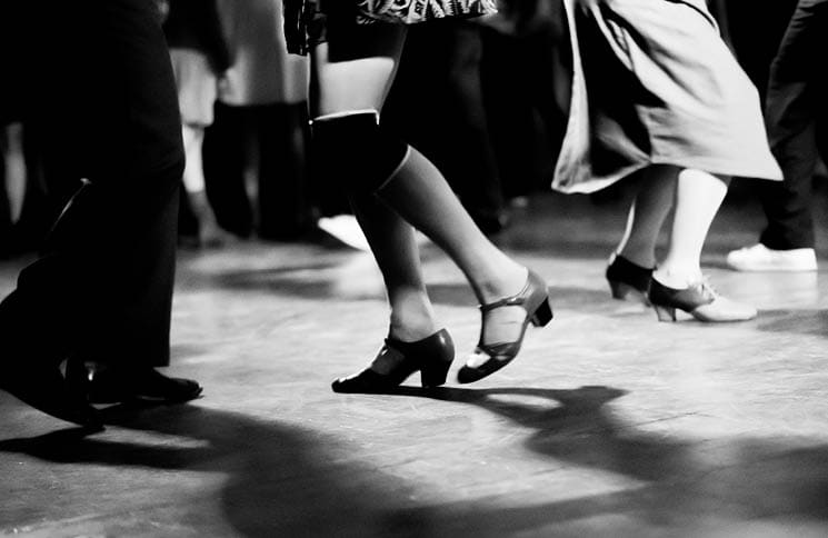 vintage photography in black and white of swing dancing couples