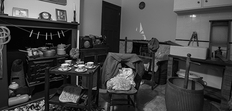 Bovington.Dorset.United Kingdom.February 25th 2024.A replica of a typical 1940s kitchen is on show at the Tank Museum in Dorset