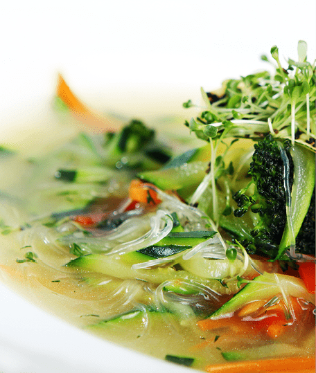Vegetarian gourmet soup from season vegetables at restaurant