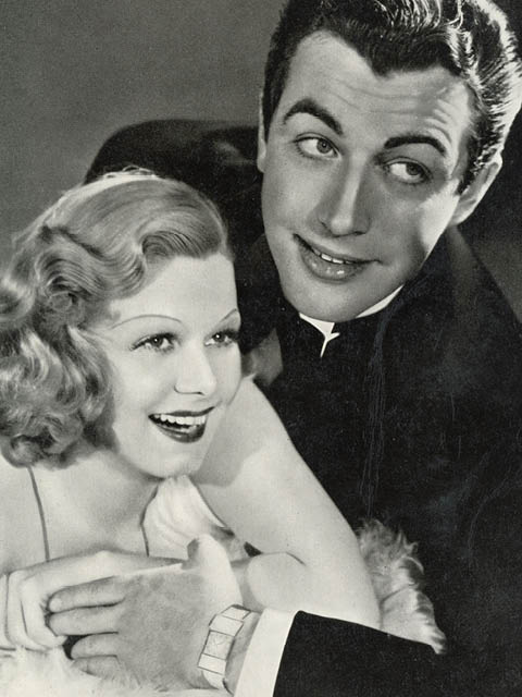 Munich, Germany - July 27 2024: black and white portrait of the actors and Hollywood movie stars Jean Harlow and Robert Taylor hugging each other and smiling, 1939s and 40s performers and celebrities